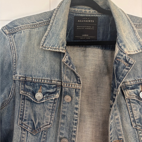 AllSaints Men’s Faded Blue Jean Jacket, Large - Picture 5 of 5